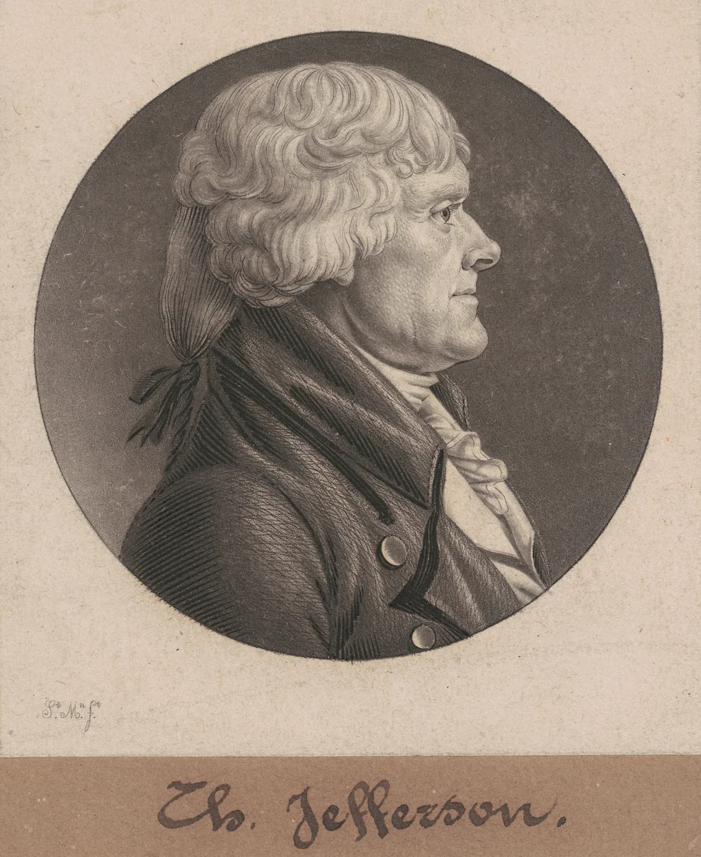 Thomas Jefferson by Charles B. J. Févret de Saint-Mémin, print, 1804