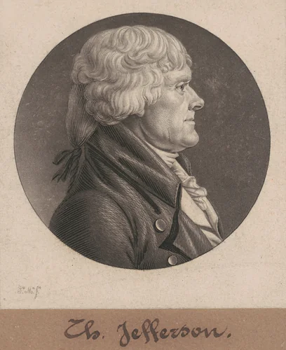 Thomas Jefferson by Charles B. J. Févret de Saint-Mémin, print, 1804
