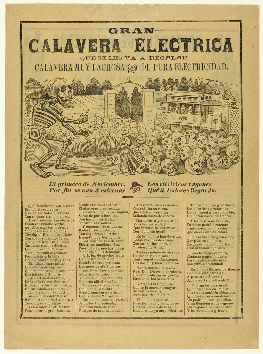 Grand Electric Calavera as a Present to You, A Calavera of Pure Electricity by José Guadalupe Posada, print, 1902-1912
