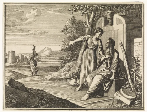 Orpa verlaat Ruth en Naomi by Caspar Luyken, print, 1712
