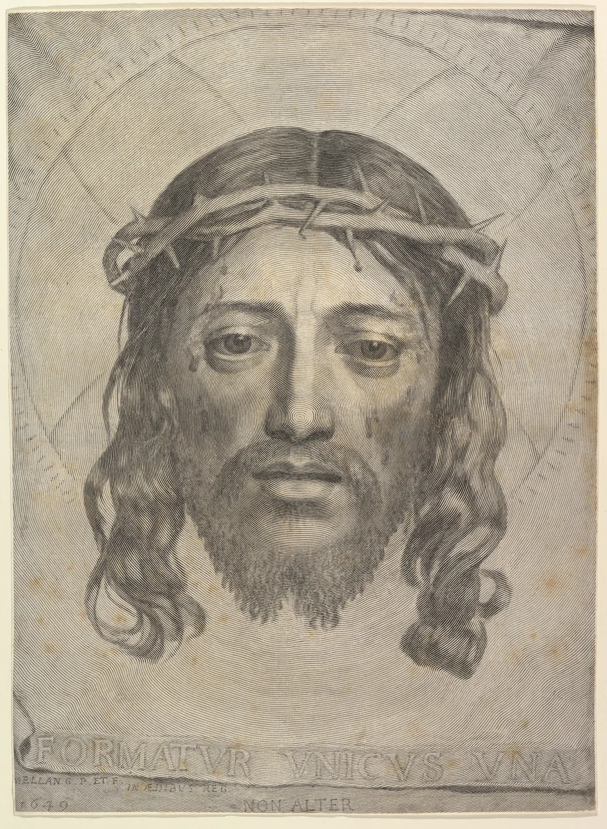 Face of Christ on St. Veronica's Cloth by Claude Mellan, print, 1649