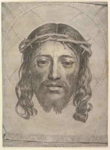 Face of Christ on St. Veronica's Cloth by Claude Mellan, print, 1649