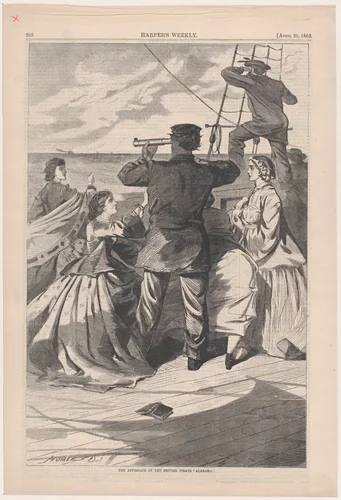 The Approach of the British Pirate "Alabama" (from "Harper's Weekly," Vol. VII) by Winslow Homer, print, 1863