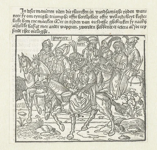 Turken te paard by Erhard Reuwich, print, 1486-1488