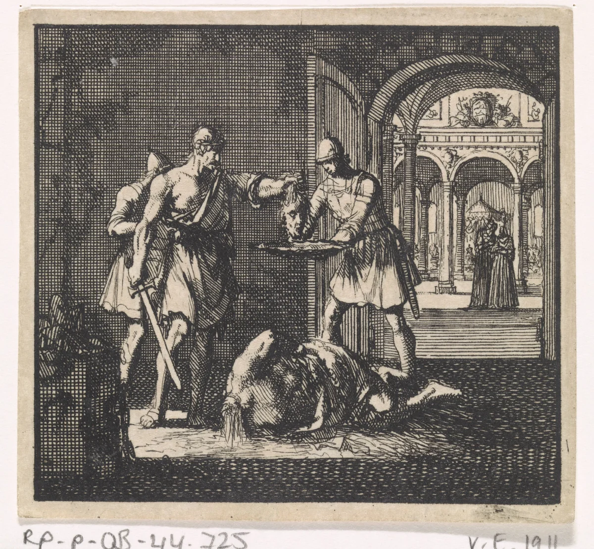 Onthoofding van Johannes de Doper by Jan Luyken, print, 1698