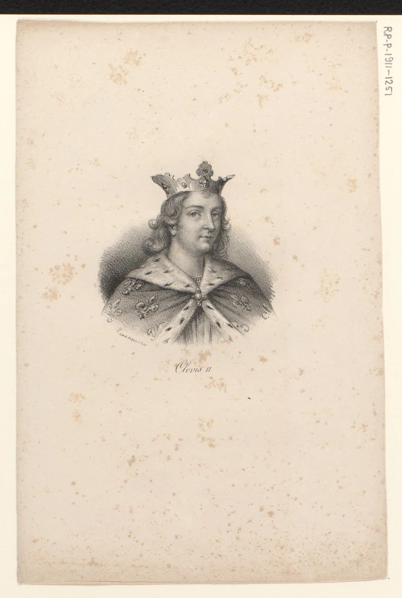 Portret van koning Clovis II by anonymous, print, 1818-1842