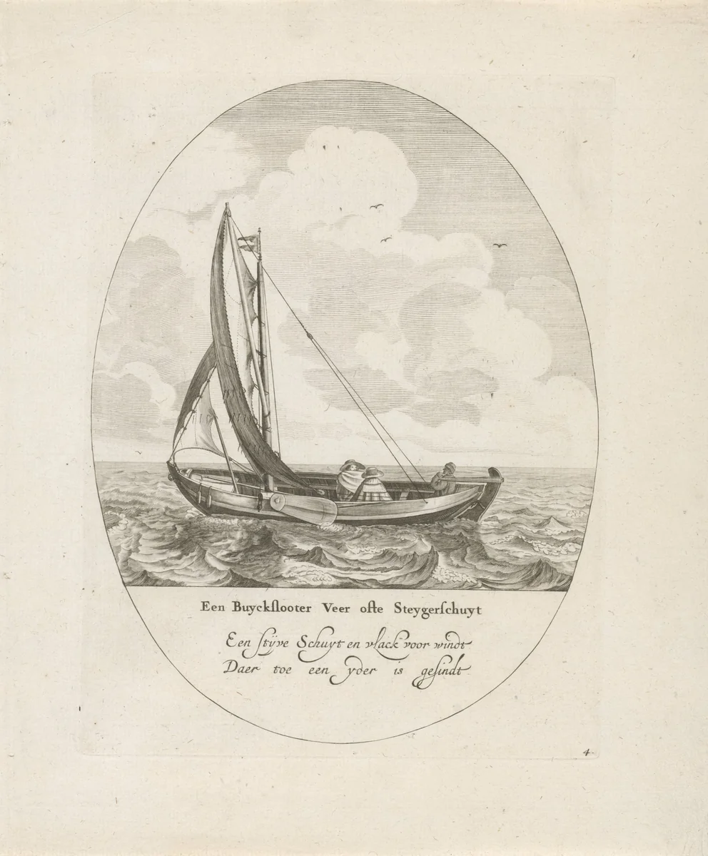 Buiksloterveer of steigerschuit by Dirk Eversen Lons, print, 1609-1686