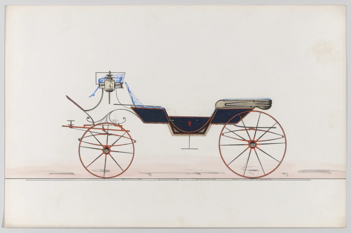 Design for Vis-à-vis (unnumbered) by Brewster & Co., drawing, 1875