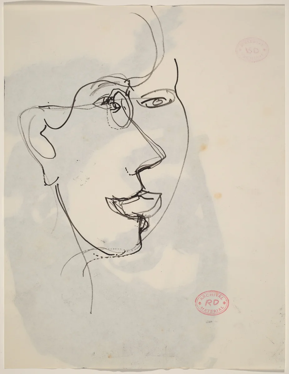 Untitled [head seen simultaneously from two points of view] [verso] by Richard Diebenkorn, drawing, 1955-1967