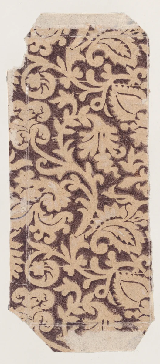 Sheet with overall leaf and vine pattern by anonymous, print, 1800-1900