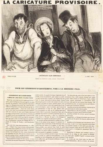 Intérieur d'un omnibus by Honoré Daumier, print, 1839