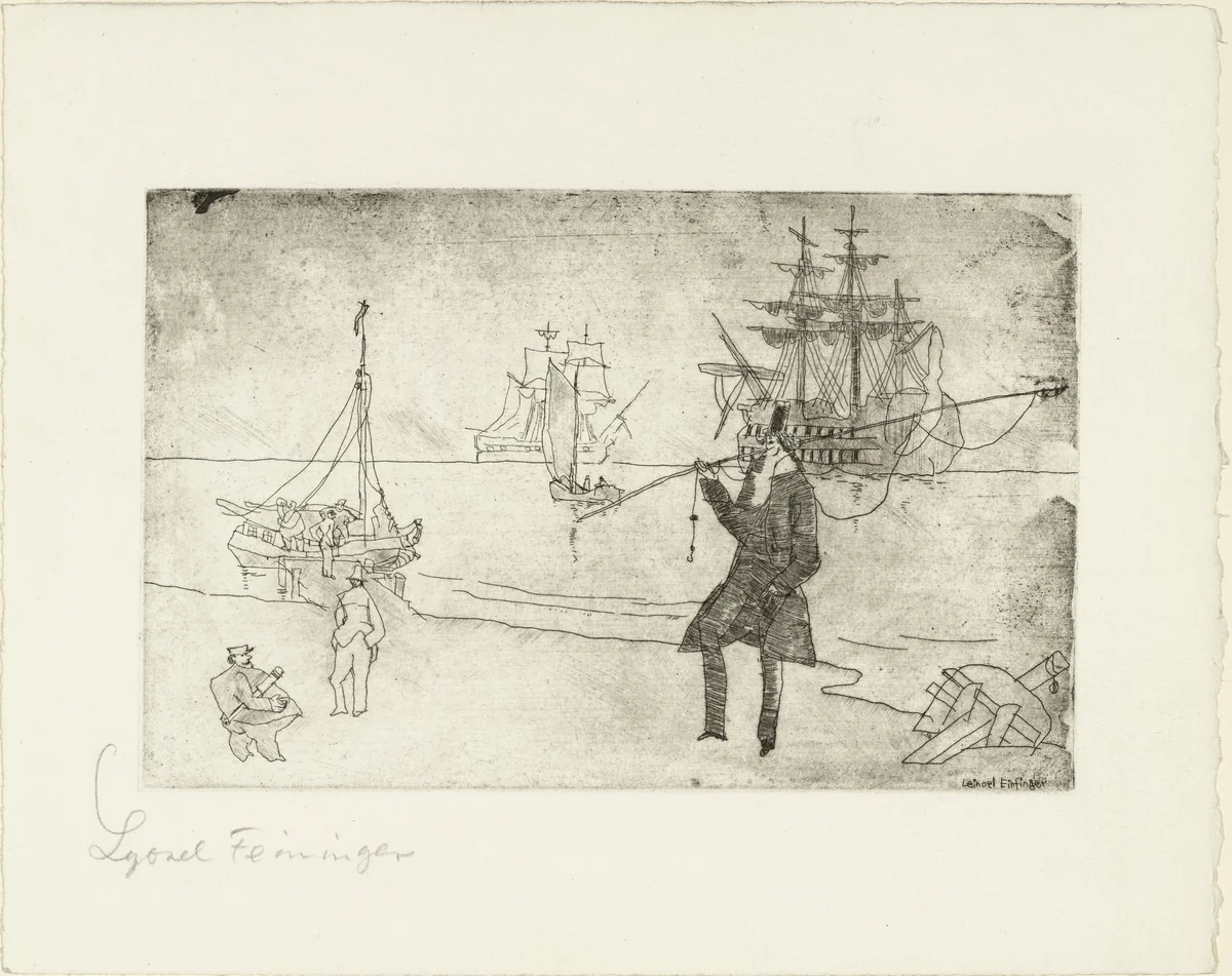 At the Seaside (An der Waterkant) by Lyonel Feininger, print, 1912