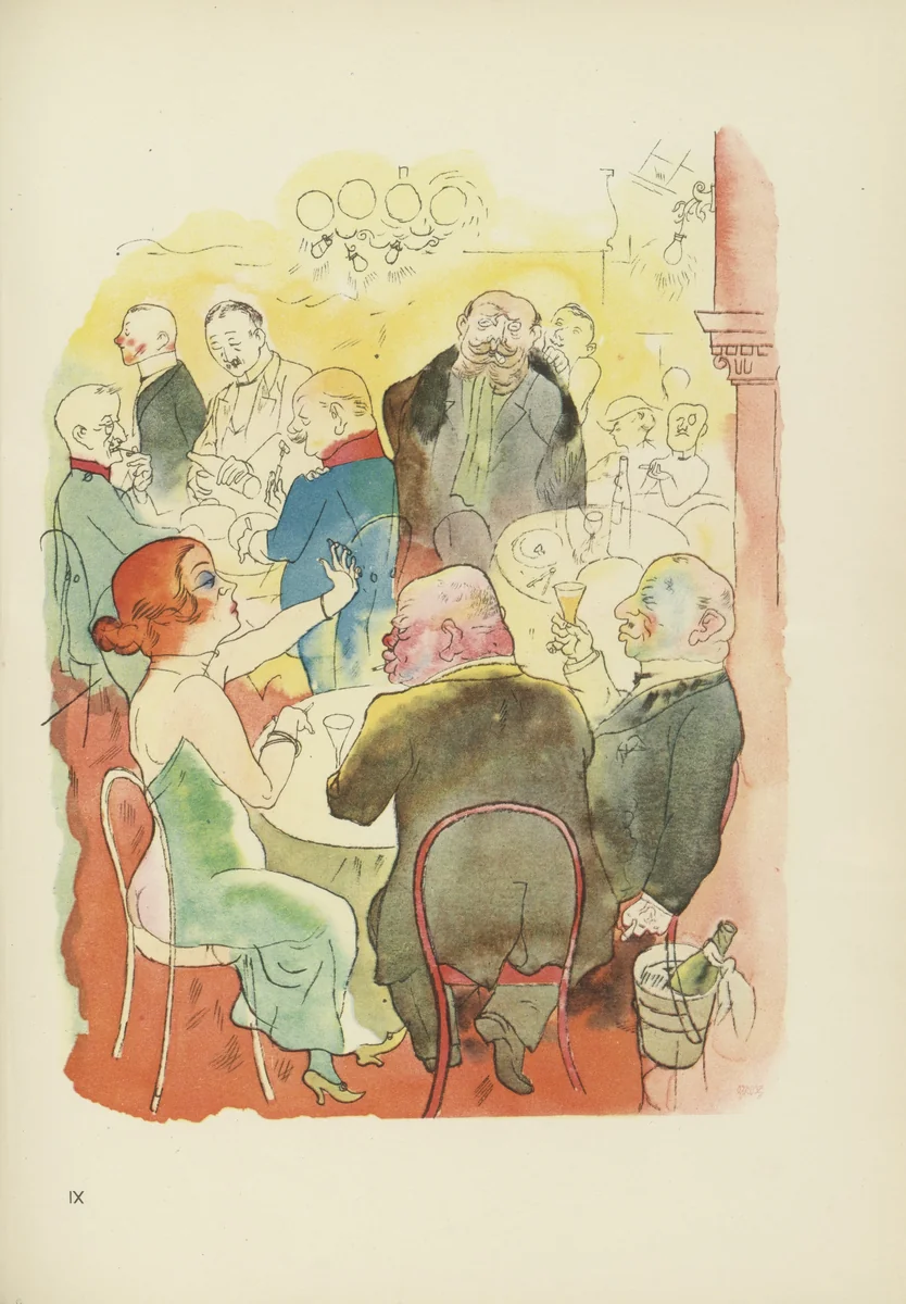 Soirée (plate, folio 55) from Ecce Homo by George Grosz, illustrated book, 1922