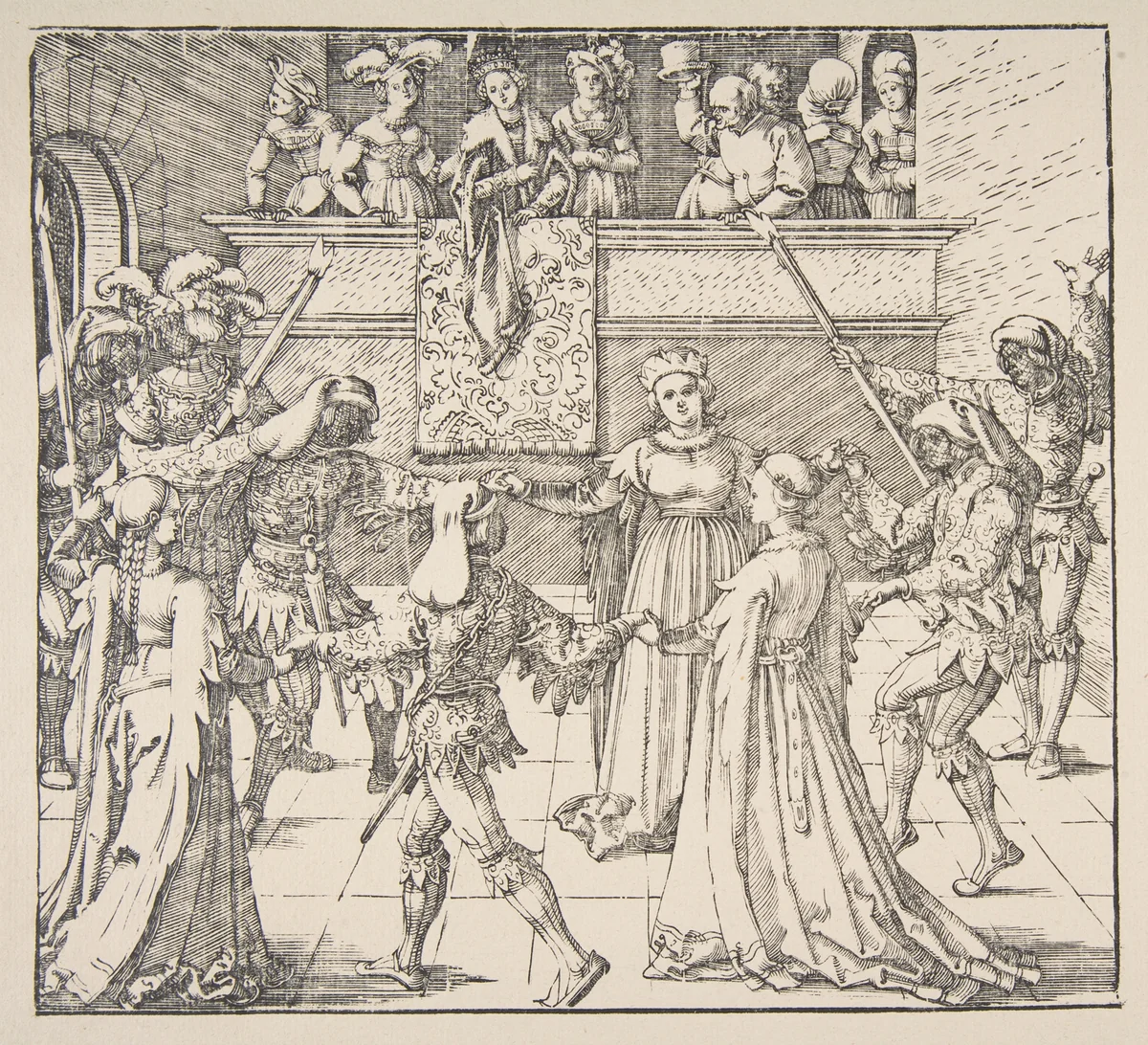 Masquerade Dance with Torches by Albrecht Dürer, print, 1922