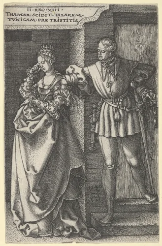 Tamar Turned Out of Amnon's House, from "The Story of Amnon and Tamar" by Heinrich Aldegrever, print, 1540