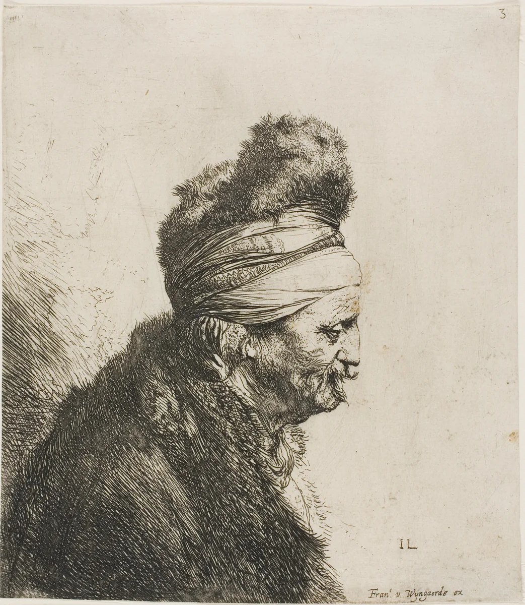 Bust of an Old Man Wearing a Fur Cap by Jan Lievens, print, 1635-1644