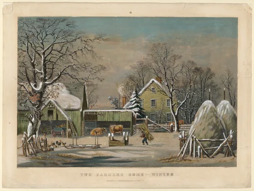 The Farmer's Home -- Winter by George Henry Durrie, print, 1863