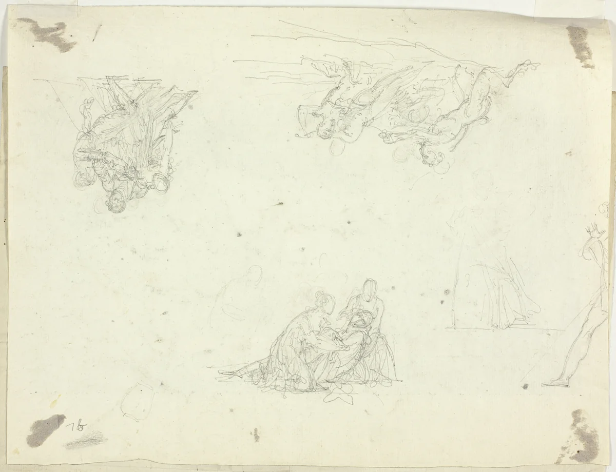 Sheet of Sketches: Groups of Figures by Pierre Antoine Mongin, drawing, 1781-1827