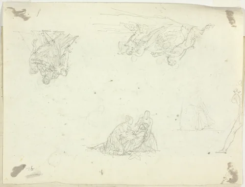 Sheet of Sketches: Groups of Figures by Pierre Antoine Mongin, drawing, 1781-1827