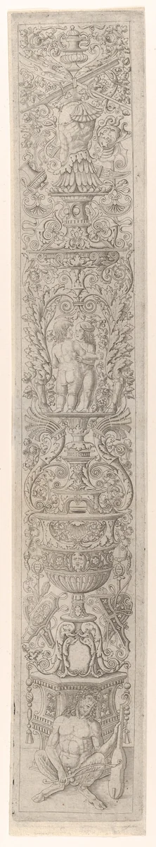 A Satyr Holding a Violin, from Twelve Ornamental Panels by Giovanni Antonio da Brescia, print, 1490-1515