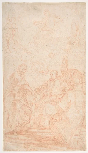 The Virgin Immaculate and Four Male Saints (Study for The Dispute over the Immaculate Conception) by Carlo Maratti, drawing, 1625-1713