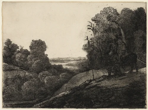 The Flight into Egypt: Altered from Seghers by Rembrandt van Rijn, print, 1647-1657