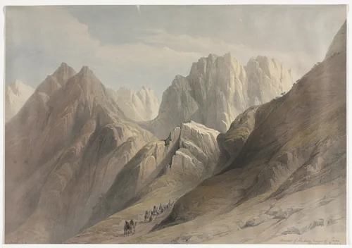Ascent of the Lower Range of Sinai by David Roberts, print, 1839