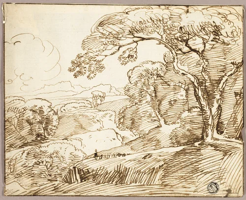 Panoramic Landscape by Franz Kobell, drawing, 1766-1822