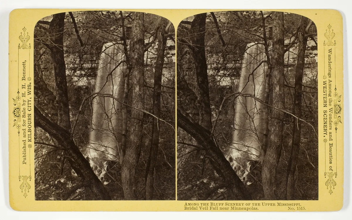 Bridal Veil Fall near Minneapolis, No. 1515 from the series "Among the Bluff Scenery of the Upper Mississippi" by Henry Hamilton Bennett, photograph, 1870-1908