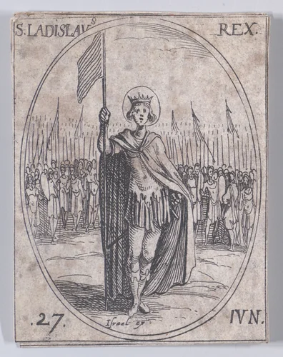 S. Ladislas, roi (St. Ladislaus, King), June 27th, from Les Images De Tous Les Saincts et Saintes de L'Année (Images of All of the Saints and Religious Events of the Year) by Jacques Callot, print, 1636