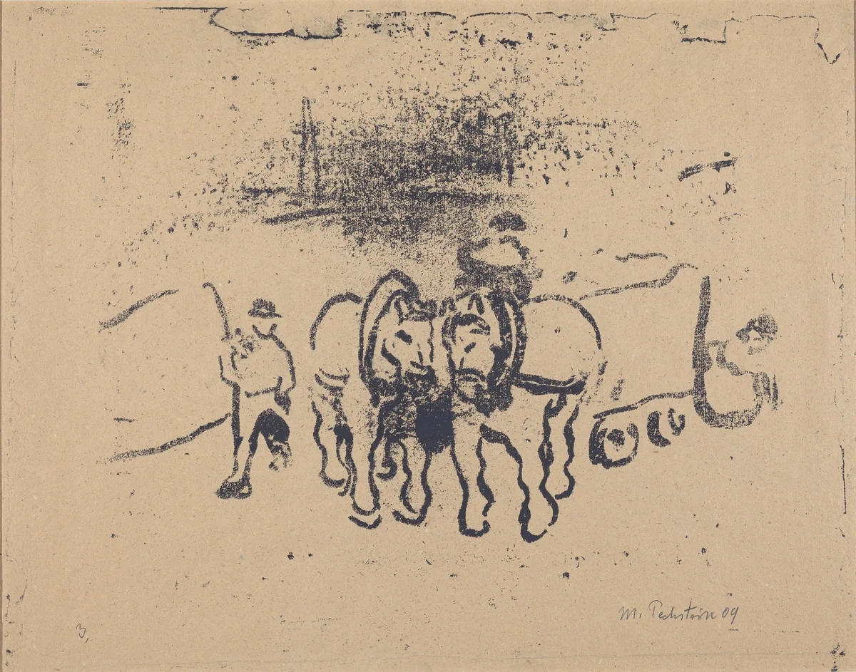 Cart Horses by Max Pechstein, print, 1909