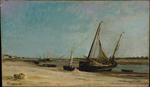 Boats on the Seacoast at Etaples by Charles-François Daubigny, painting, 1871
