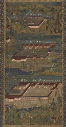 Mandala of the Three Shrines at Kumano by Unknown, painting, 1300-1392