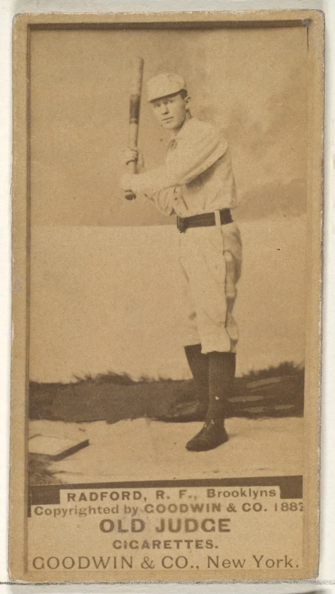 Radford, Right Field, Brooklyn Bridegrooms, from the Old Judge series (N172) for Old Judge Cigarettes by Goodwin & Company, photograph, 1888