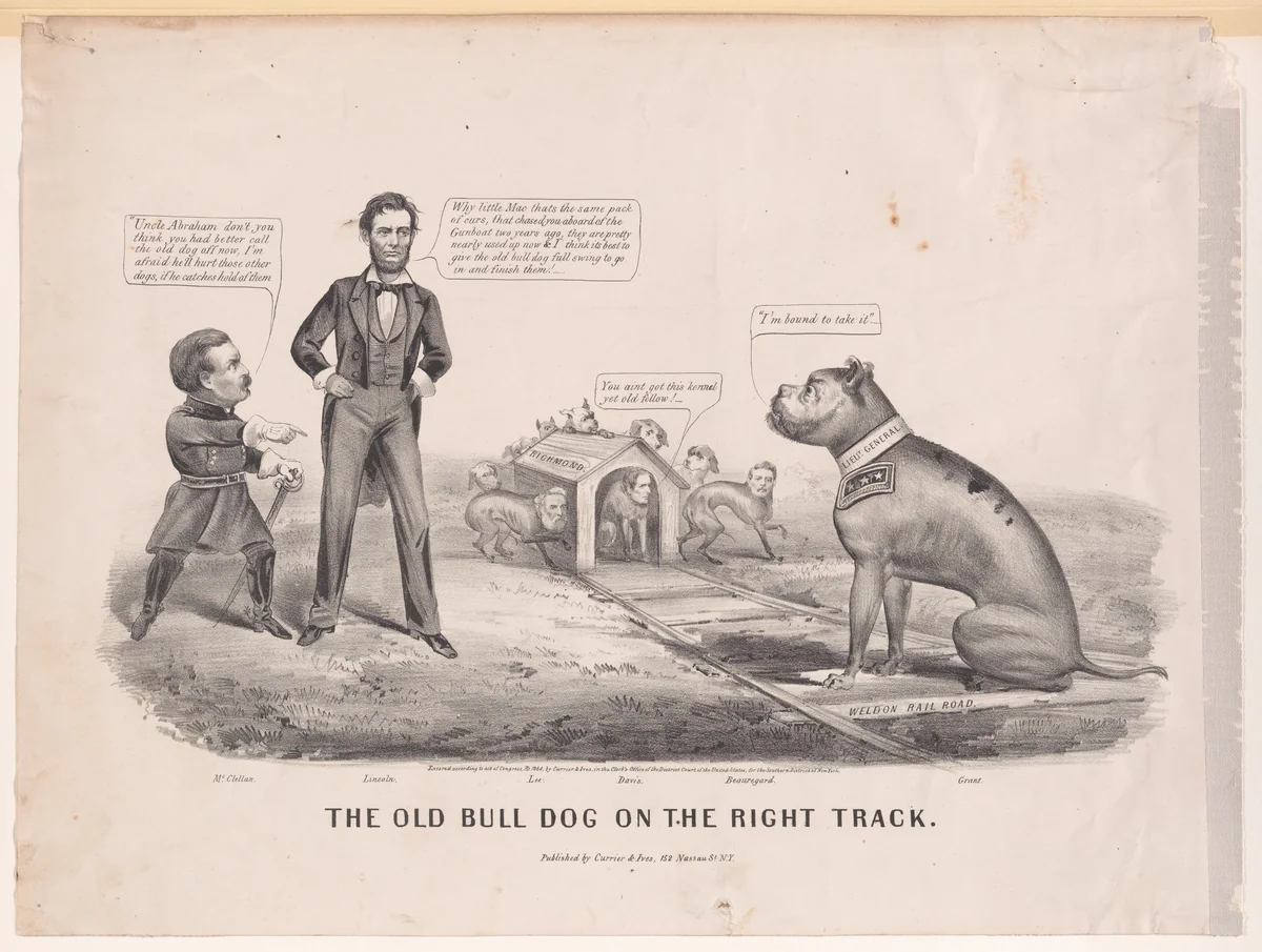 The Old Bull Dog on the Right Track by Currier & Ives, print, 1864