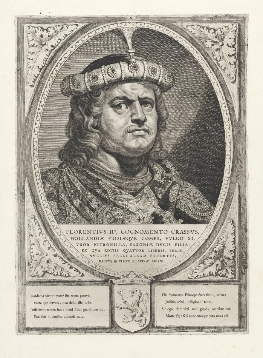 Portret van Floris II, graaf van Holland by Cornelis Visscher, print, 1650