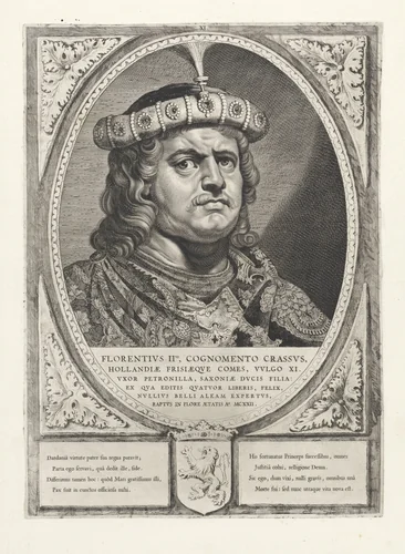 Portret van Floris II, graaf van Holland by Cornelis Visscher, print, 1650