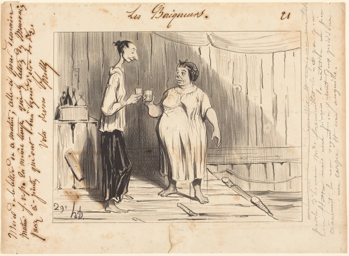 Parole d'honneur Mme. Frenouillet... by Honoré Daumier, print, 1841