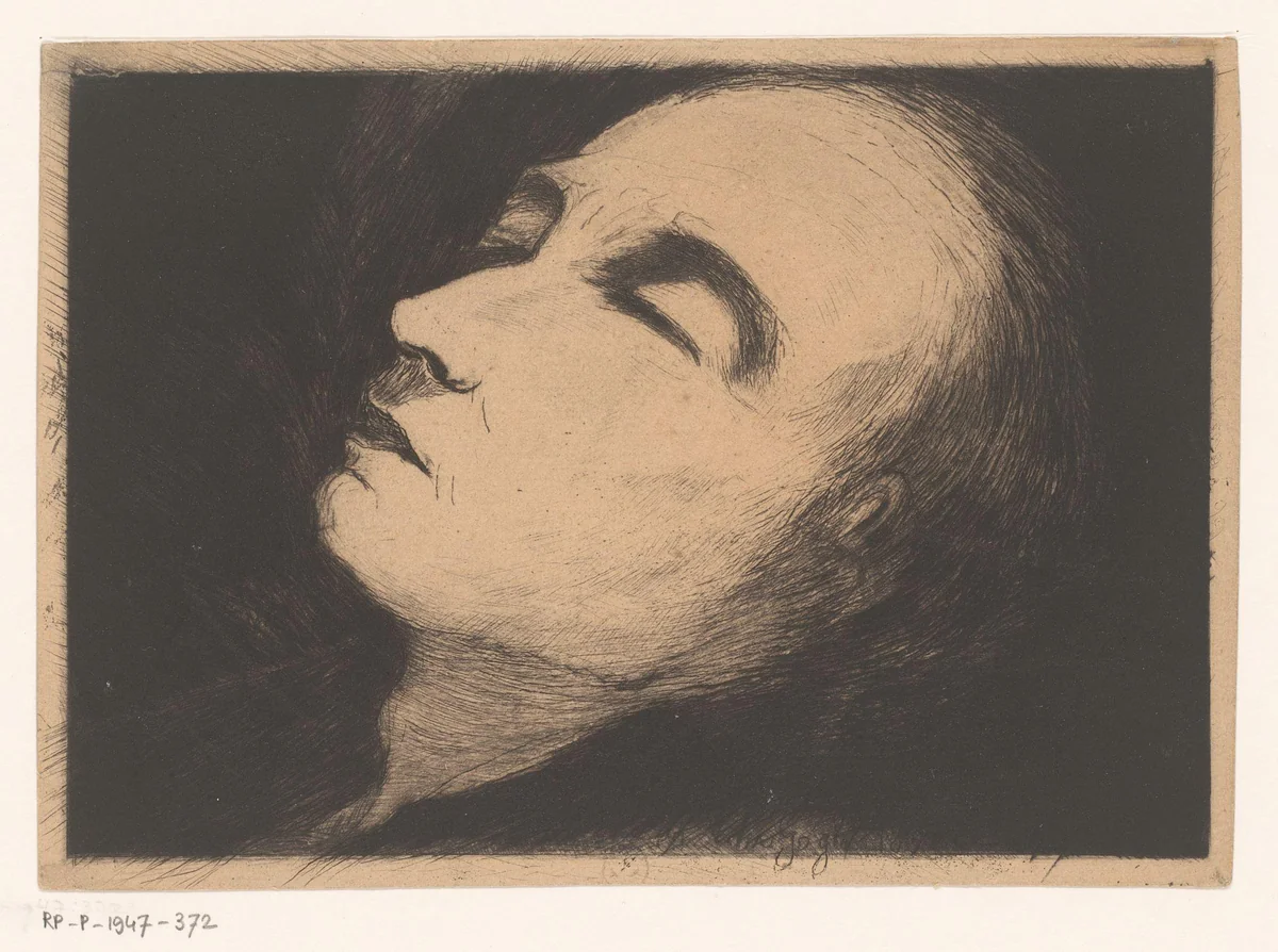 Portrait of Vincent van Gogh on his deathbed by Paul Ferdinand Gachet, print, 1890