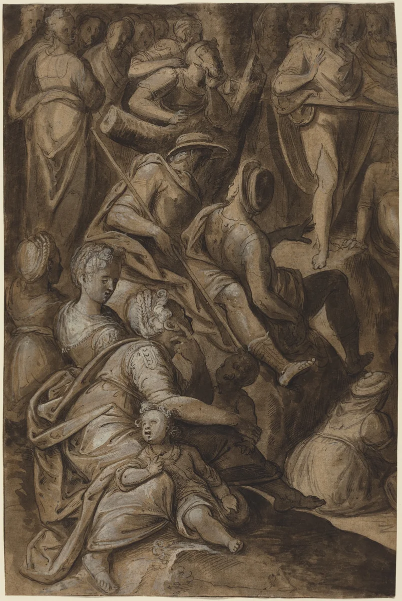 Saint John Preaching by Anthonie van Blocklandt, drawing, 1575-1580