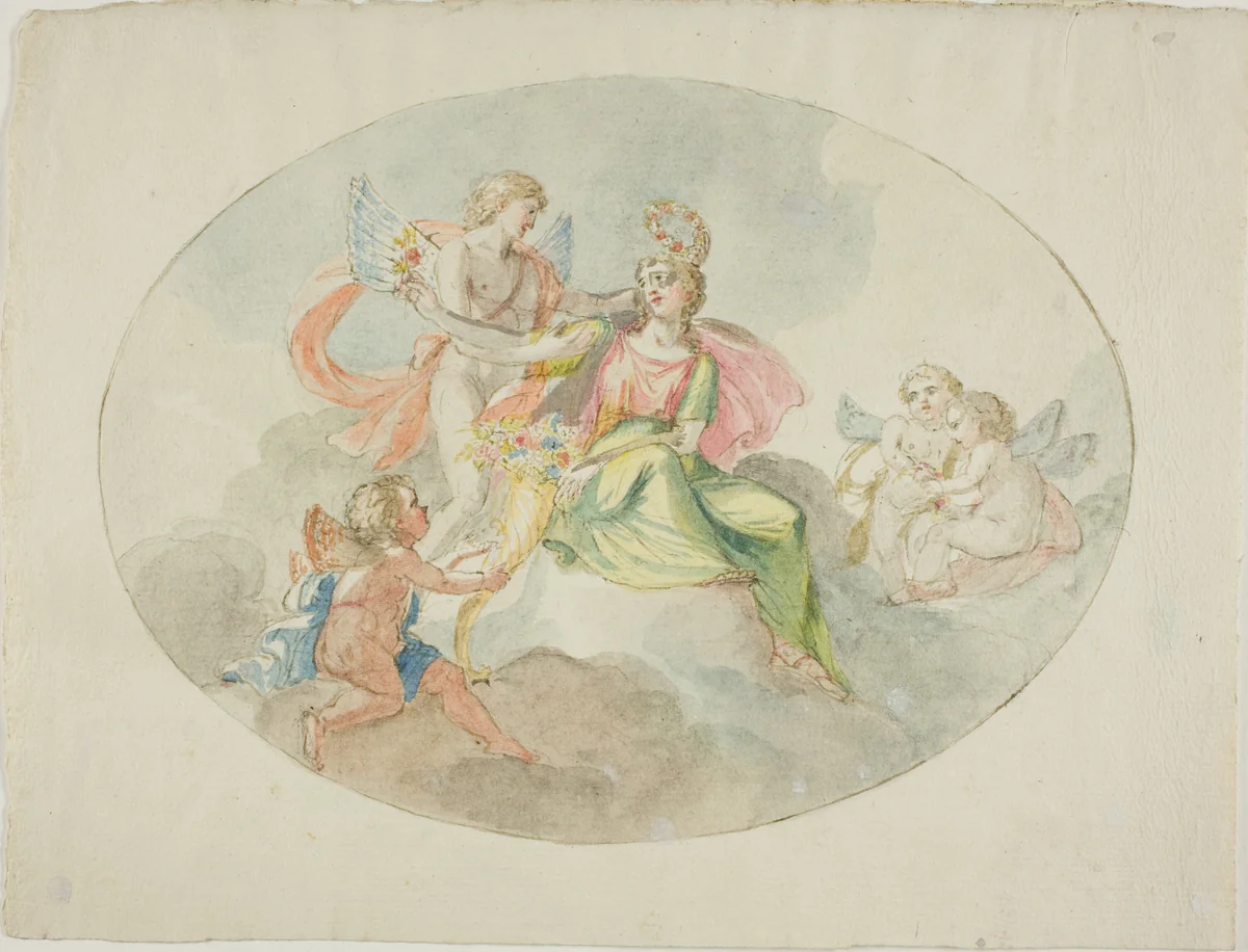 Allegory of Abundance (Sketch for a Ceiling Painting) by Domenico Pozzi, painting, 1764-1796