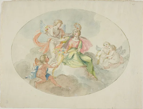 Allegory of Abundance (Sketch for a Ceiling Painting) by Domenico Pozzi, painting, 1764-1796