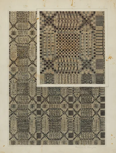 Woven Coverlet by Manuel G. Runyan, index of american design, 1938