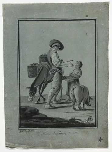 Peasant Apple Peddler by Johann Christian Reinhart, drawing, 1781-1847