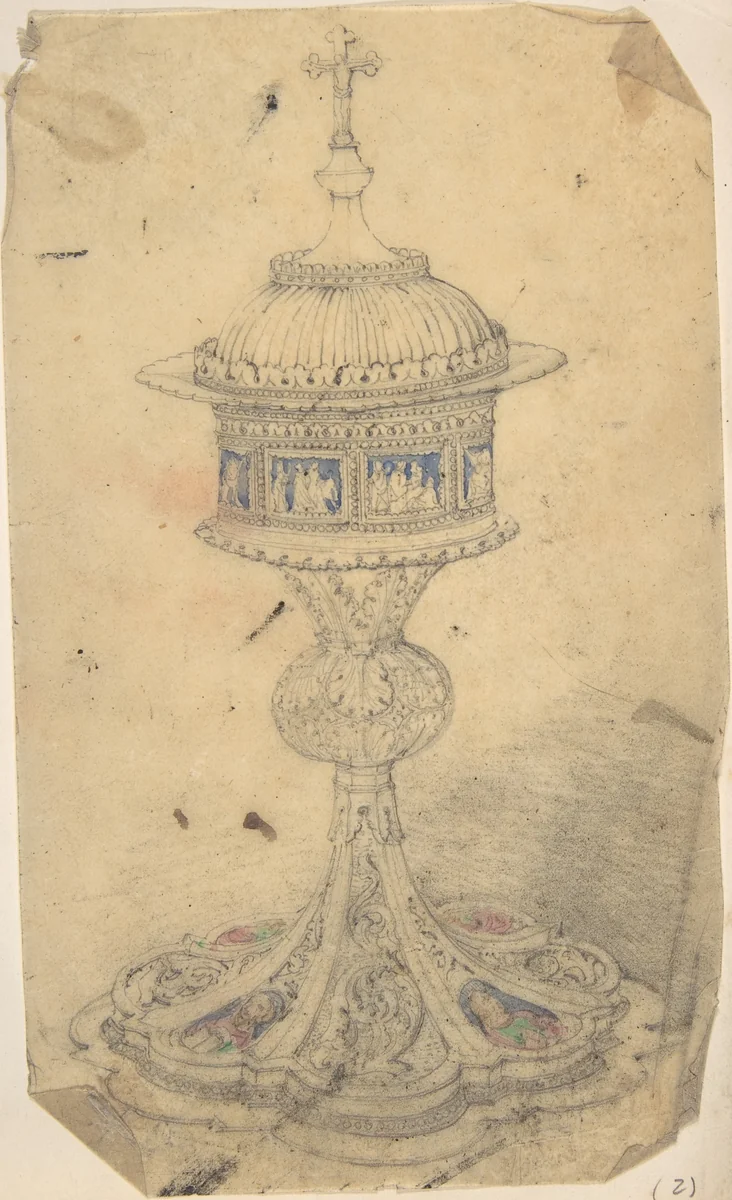 Liturgical Incense Burner by anonymous, drawing, 1850-1900