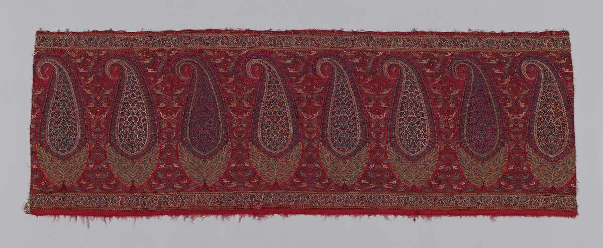 Fragment (Shawl Border) by India, textile, 1800-1825