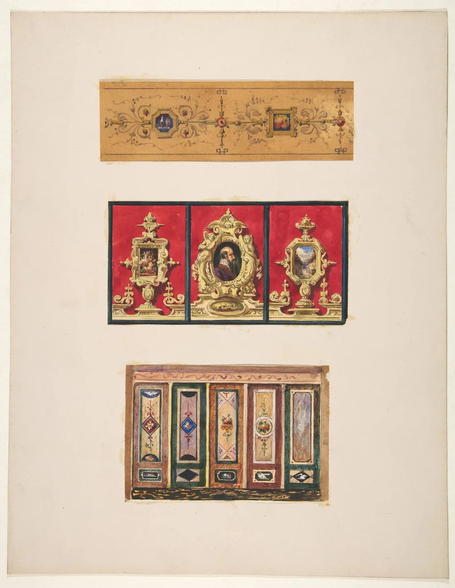 Designs for panels by Jules-Edmond-Charles Lachaise, drawing, 1820-1897