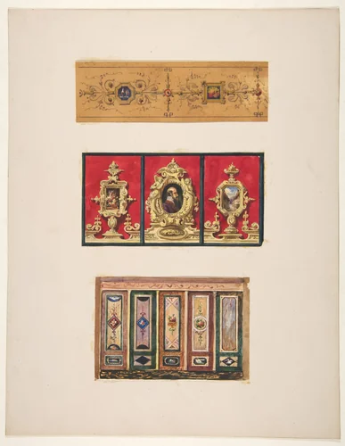 Designs for panels by Jules-Edmond-Charles Lachaise, drawing, 1820-1897