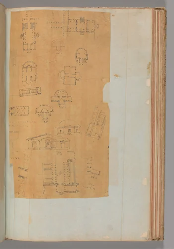 Page from a Scrapbook containing Drawings and Several Prints of Architecture, Interiors, Furniture and Other Objects by Charles Percier, book, 1795-1805
