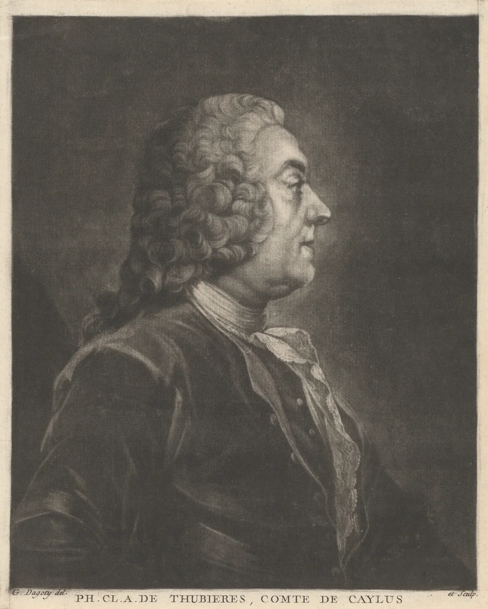 Ph. Cl. A. de Thubières, Comte de Caylus by Jean-Baptiste-André Gautier-Dagoty, print, 1760-1770